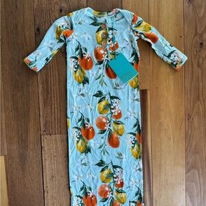 Floral Baby Gown with Button Detail